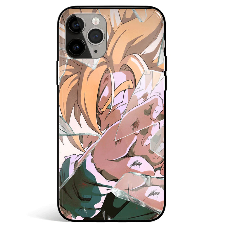 Dragon Ball Goku Break the Glass Tempered Glass Soft Silicone iPhone Case