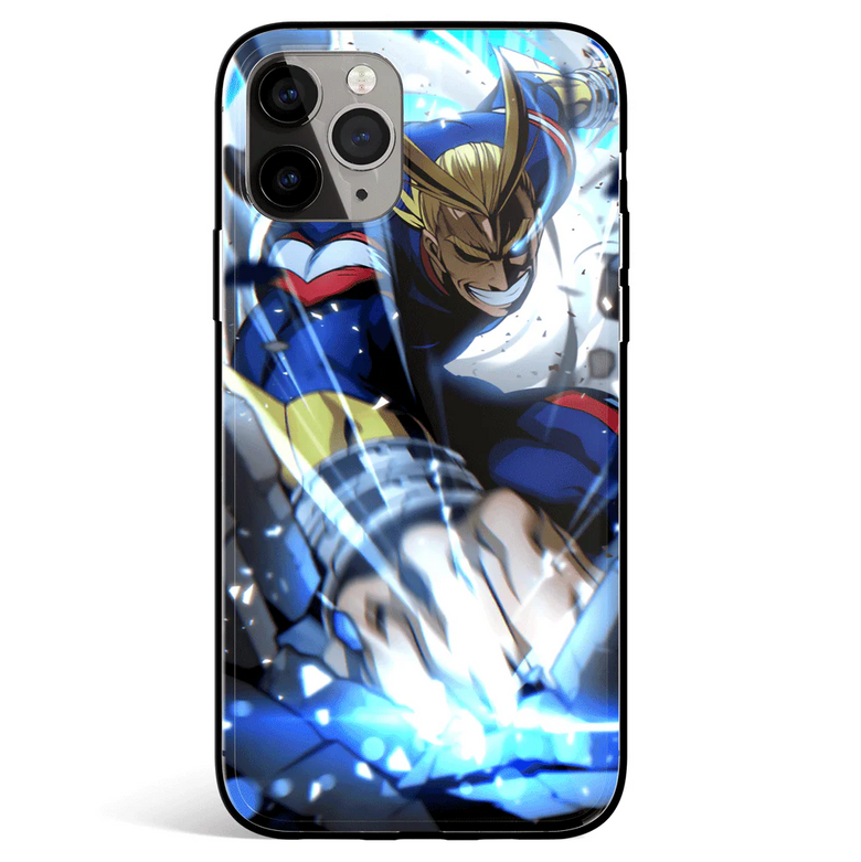 My Hero Academia All Might Tempered Glass Soft Silicone iPhone Case
