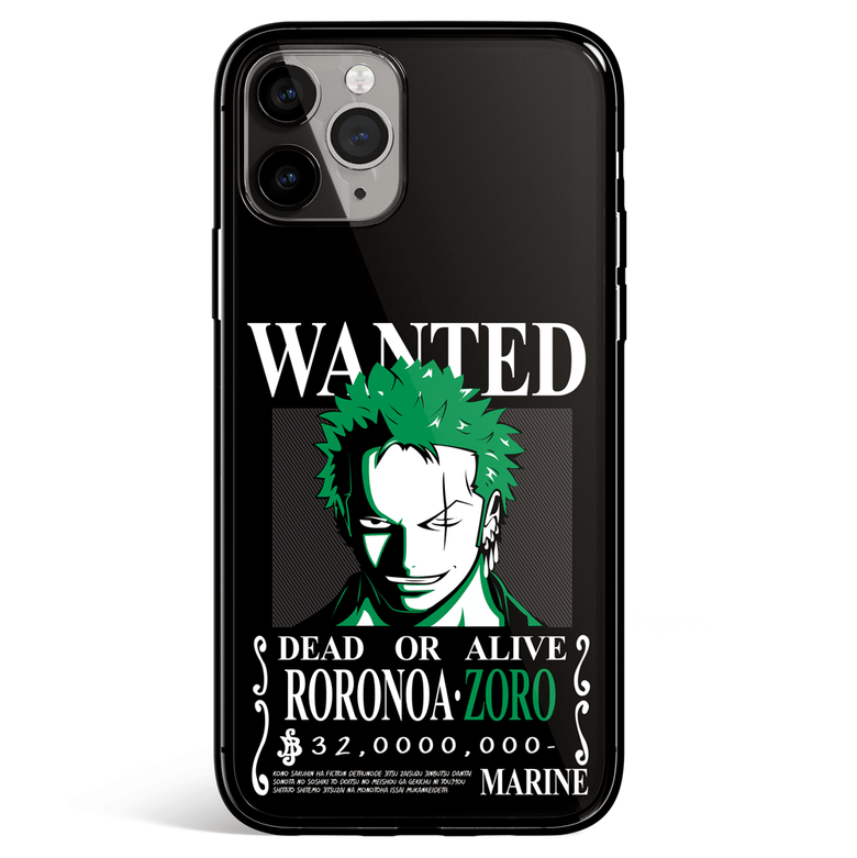 One Piece Zoro Reward Poster 320 Millions Tempered Glass Soft Silicone iPhone Case