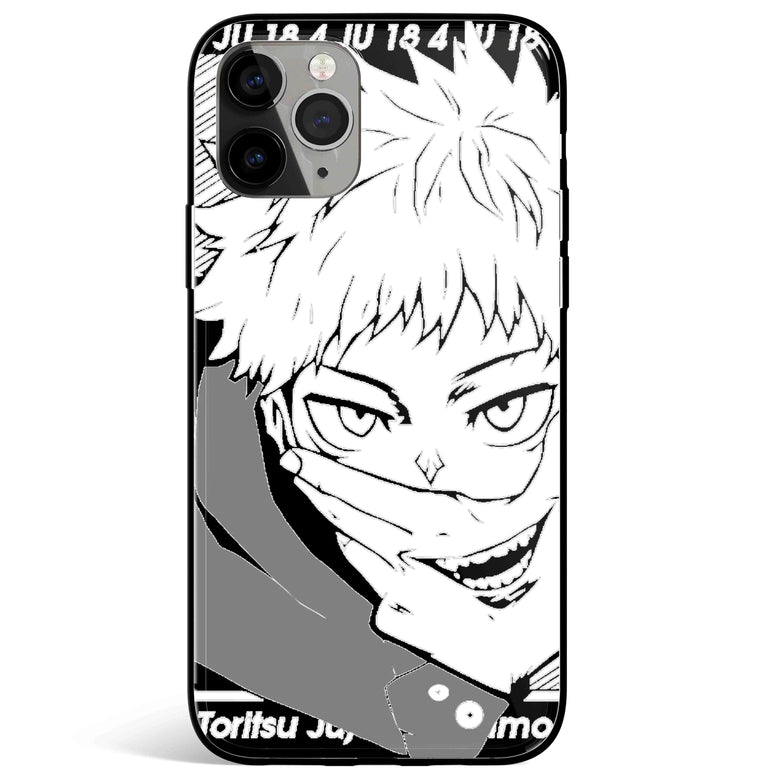 Jujutsu Kaisen Yuji Itadori Tempered Glass Soft Silicone iPhone Case
