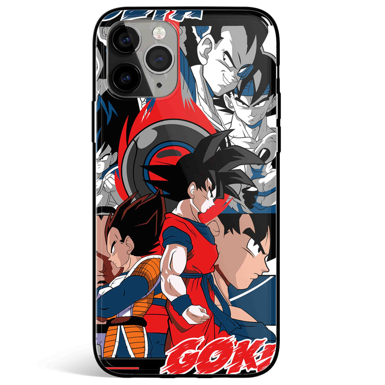Dragon Ball Goku and Vegeta Tempered Glass Soft Silicone iPhone Case