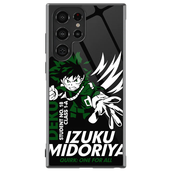 My Hero Academia Deku Izuku Tempered Glass Tough Soft Silicone Samsung Case