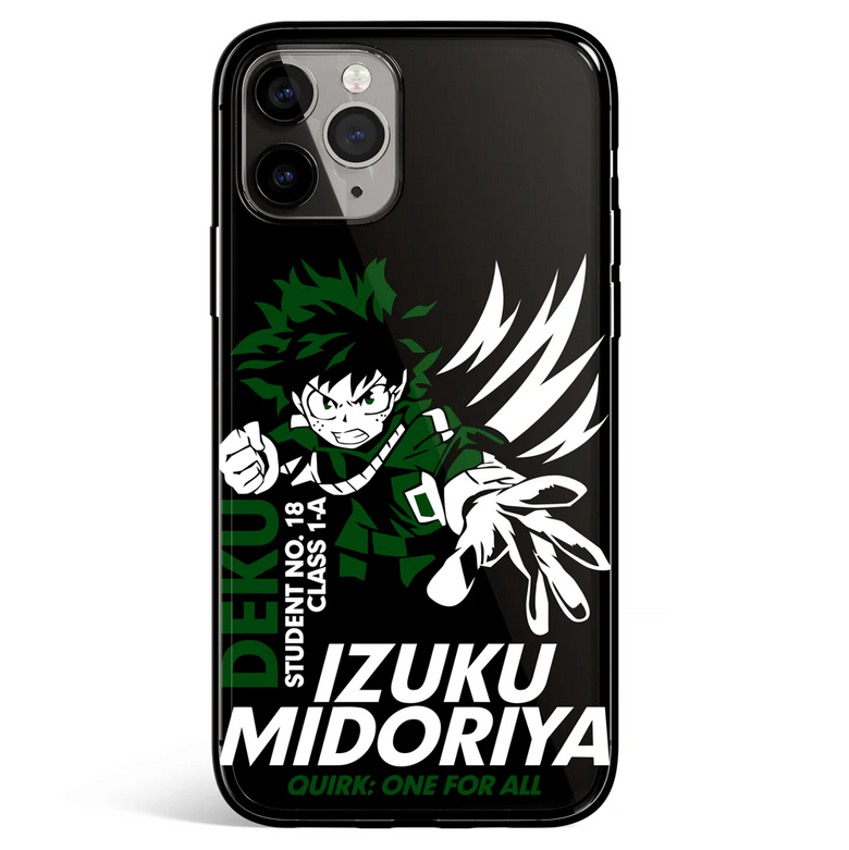 My Hero Academia Deku Izuku Tempered Glass Soft Silicone iPhone Case
