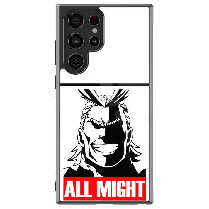 My Hero Academia All Might Tempered Glass Tough Soft Silicone Samsung Case