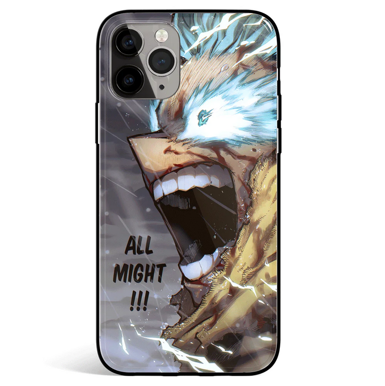 My Hero Academia All Might Tempered Glass Soft Silicone iPhone Case