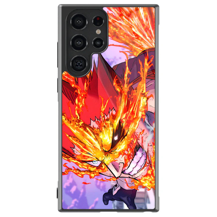 My Hero Academia Enji Todoroki Endeavor Tempered Glass Tough Soft Silicone Samsung Case