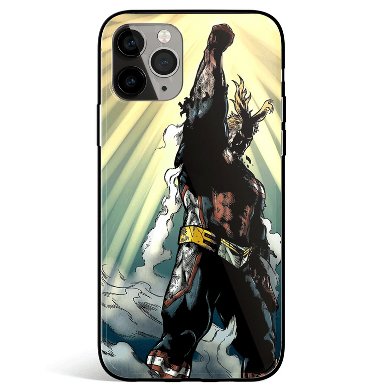 My Hero Academia All Might Tempered Glass Soft Silicone iPhone Case