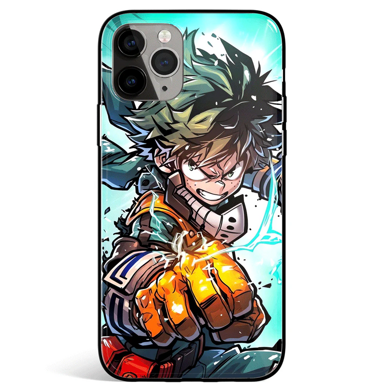 My Hero Academia Deku Izuku Tempered Glass Soft Silicone iPhone Case