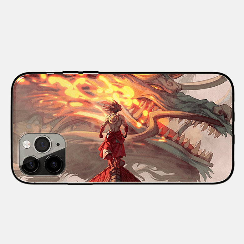 One Piece Luffy vs Kaido Eastern Dragon Tempered Glass Soft Silicone iPhone Case
