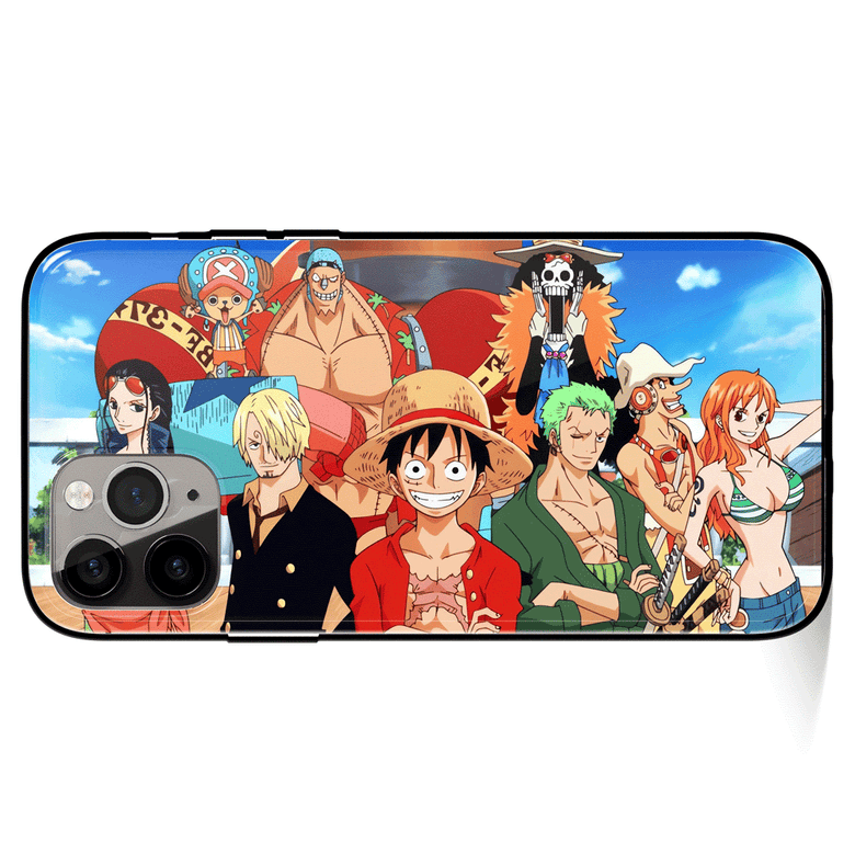 One Piece Group Photo Tempered Glass Soft Silicone iPhone Case