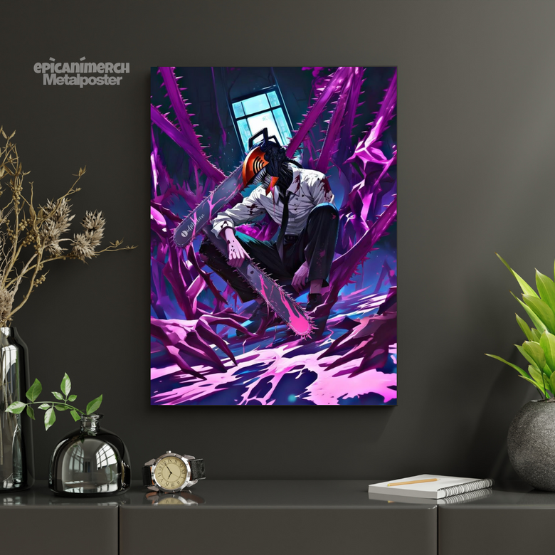 Denji: Purple Power & Chains Metal Art