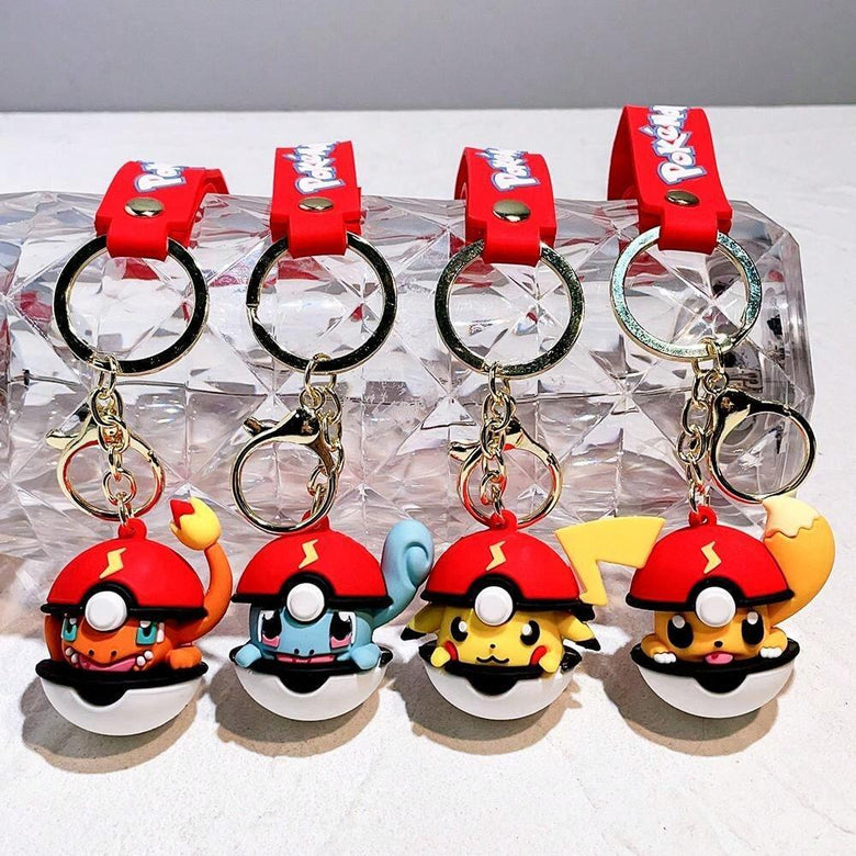 Pokรฉmon with Pokeball Set 3D Keychain (12 Pcs Packet)