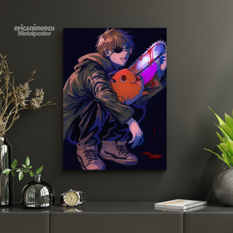 Denji: Purple Power & Chains Metal Art