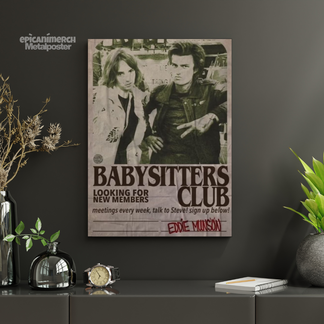 Stranger Things Babysitters Club 80s Style Metal Decor Poster