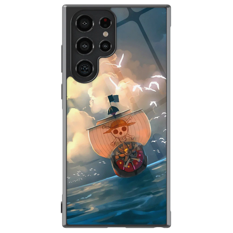 One Piece Thousand Sunny Embroidery Tempered Glass Tough Samsung Galaxy Phone Case