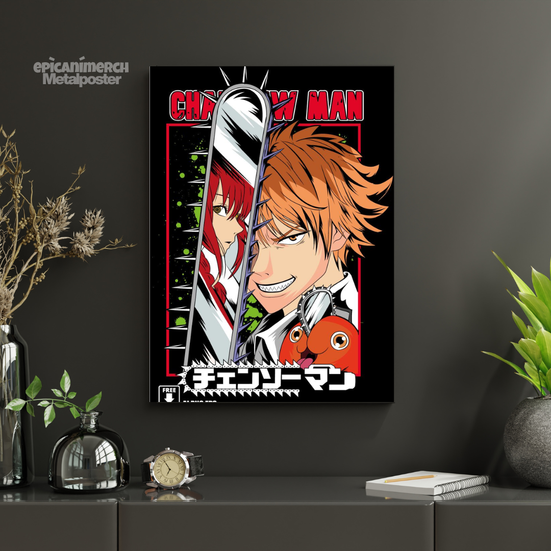 Chainsaw Man: Denji & Makima Split Metal Poster