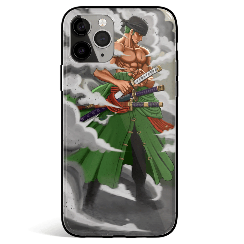 One Piece Zoro Three Swords iPhone Tempered Glass Soft Silicone Phone Case