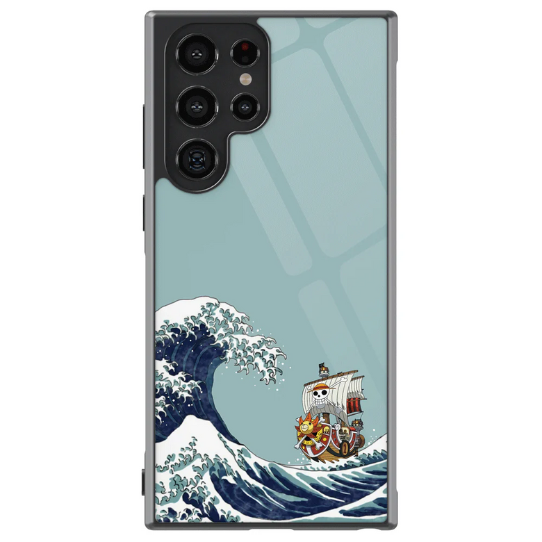 One Piece Thousand Sunny & Great Wave off Kanagawa Samsung Phone Case