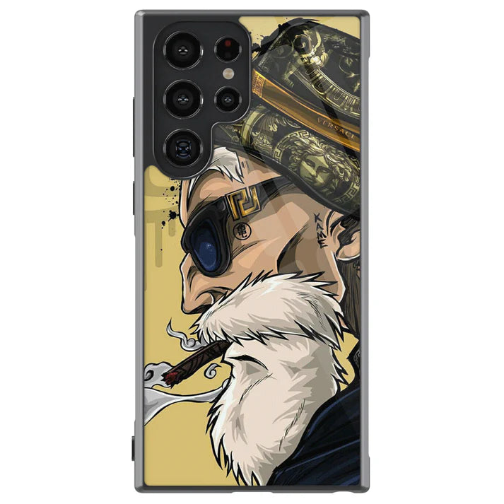 Hand-Drawn Master Roshi Yellow Tempered Glass Tough Samsung Case