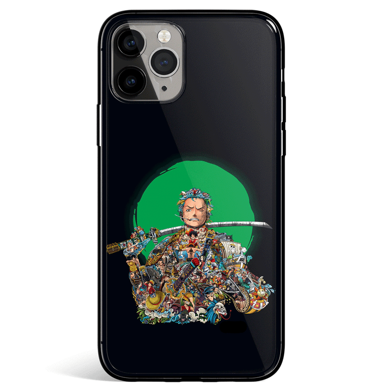 One Piece Whole Life of Zoro iPhone Tempered Glass Soft Silicone Phone Case