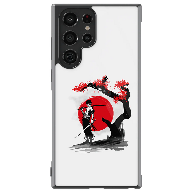 One Piece Zoro Ink Painting Samsung Tempered Glass Tough Soft Silicone Phone Case
