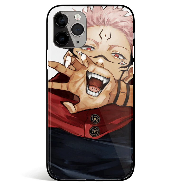 Jujutsu Kaisen Sukuna Mouth Tempered Glass Soft Silicone iPhone Case