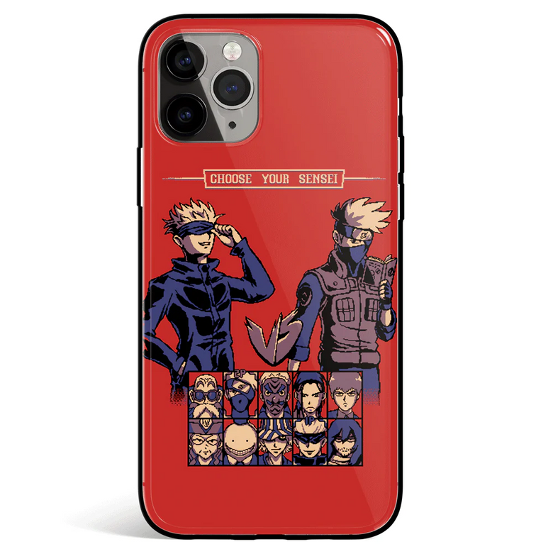 Jujutsu Kaisen Choose your Sensei Tempered Glass Soft Silicone iPhone Case