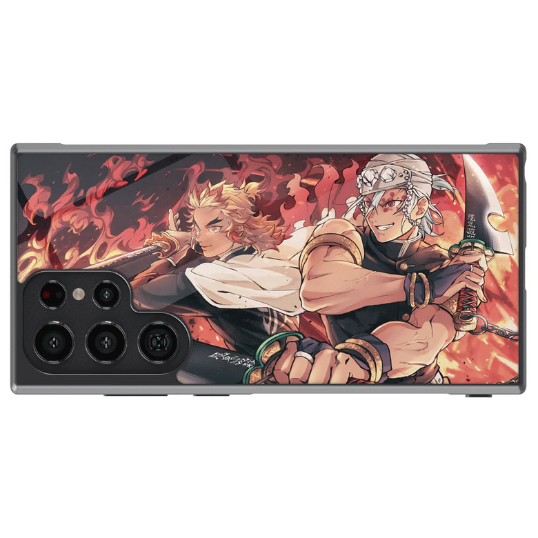 Demon Slayer Kyojuro Rengoku one Tempered Glass Tough Samsung Case