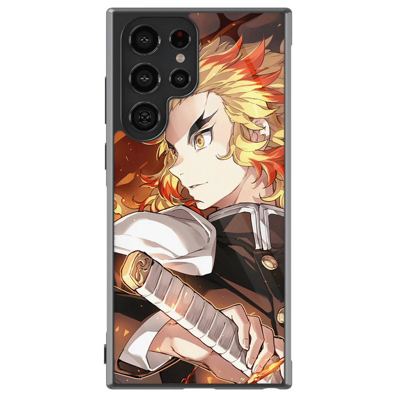Demon Slayer Kyojuro Rengoku two Tempered Glass Tough Samsung Case