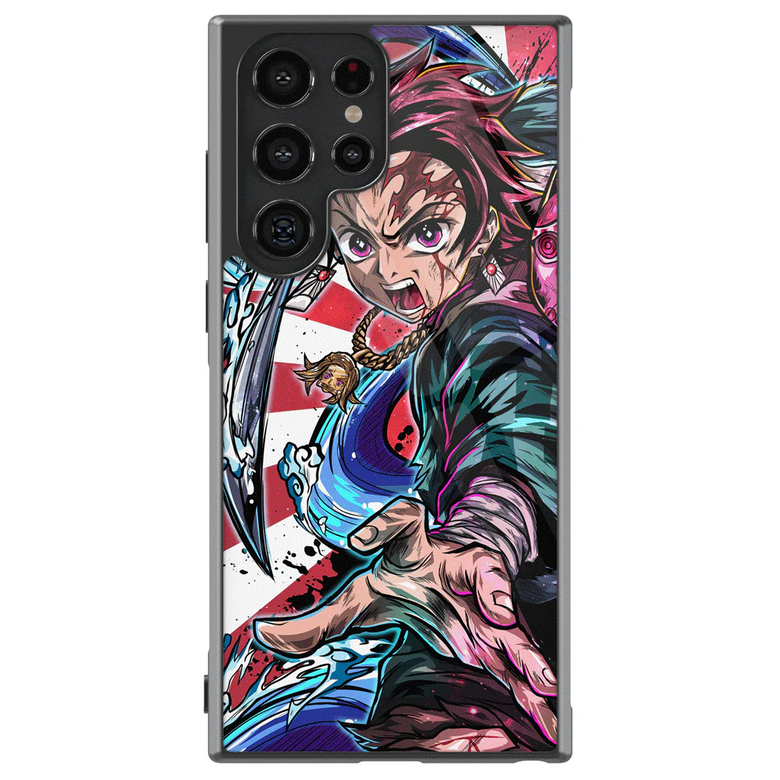 Demon Slayer Fury Tanjiro Kamado Tempered Glass Tough Samsung Case