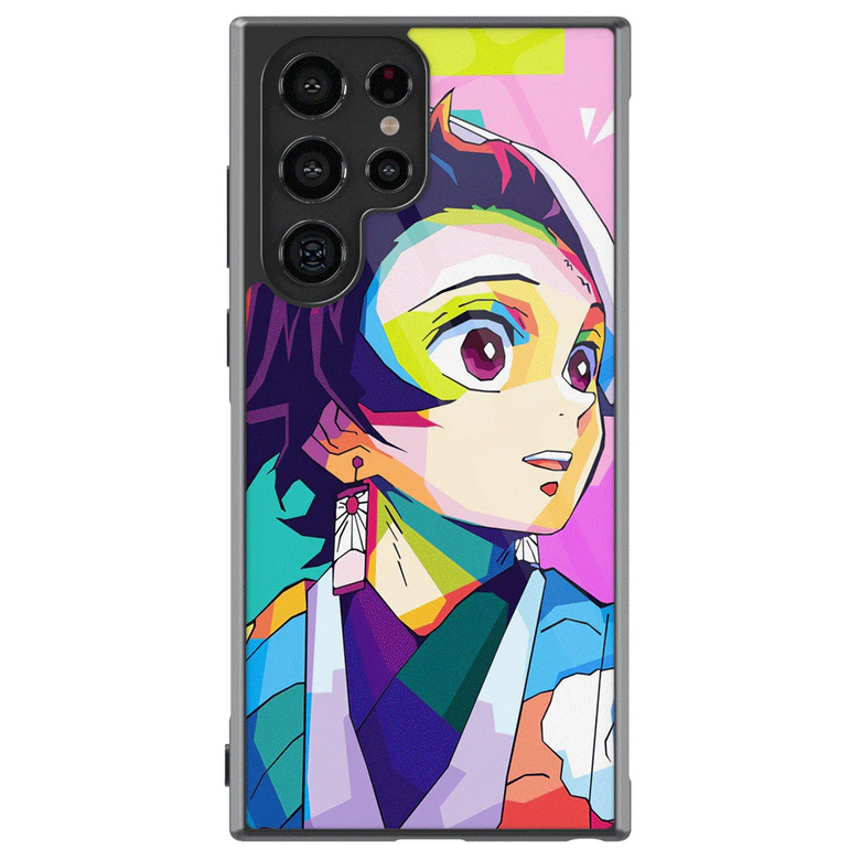Demon Slayer Colorful Tanjiro Kamado Tempered Glass Tough Samsung Case