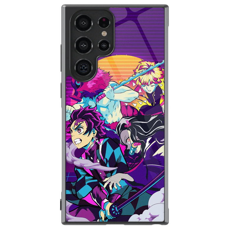 Demon Slayer Tanjiro Inosuke Zenitsu Tempered Glass Tough Samsung Case