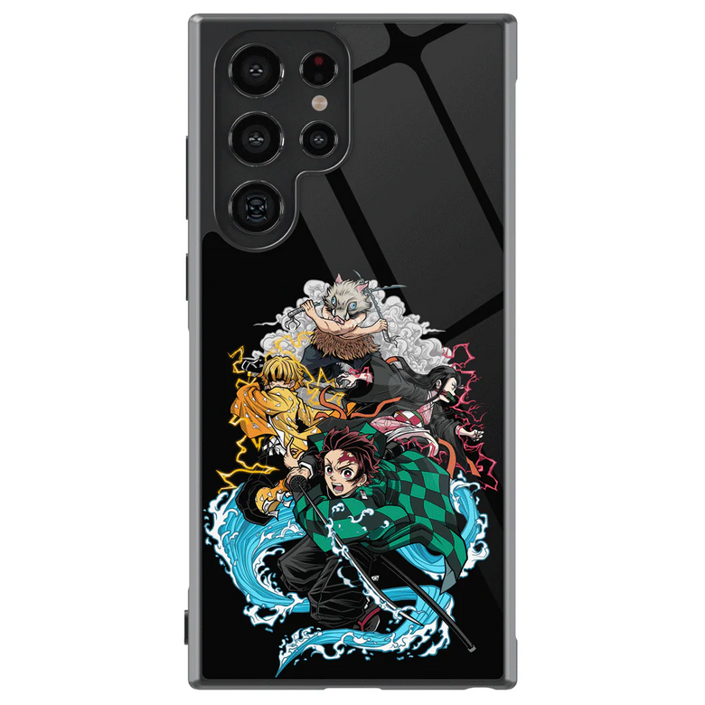 Demon Slayer Tanjiro Inosuke Zenitsu Nezuko Tempered Glass Tough Samsung Case