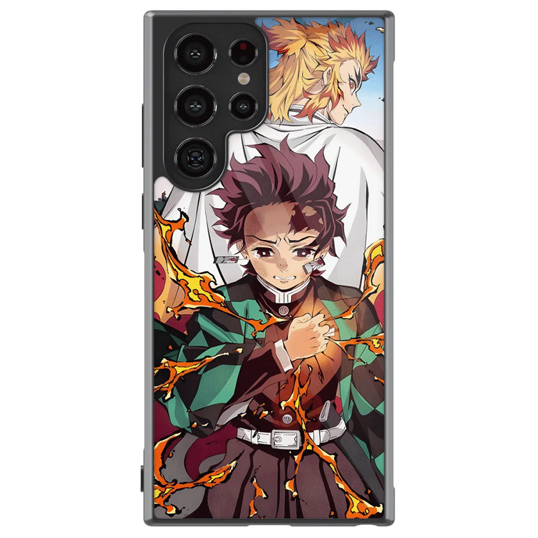 Demon Slayer Tanjiro and Kypjuro Tempered Glass Tough Samsung Case