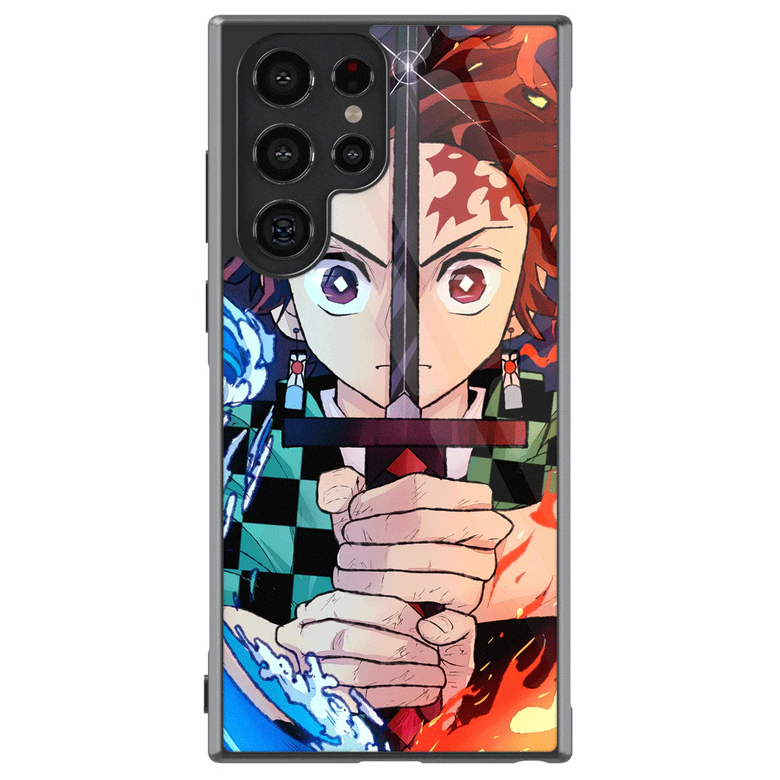 Demon Slayer Tanjiro Sword Tempered Glass Tough Samsung Case