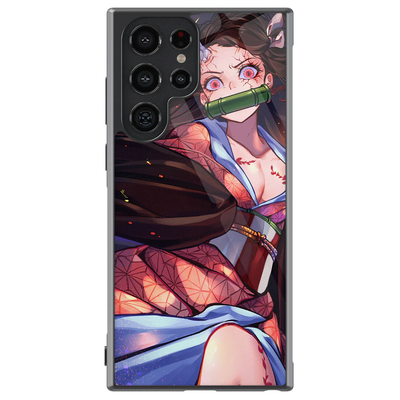 Demon Slayer Nezuko Demon Form Tempered Glass Tough Samsung Case