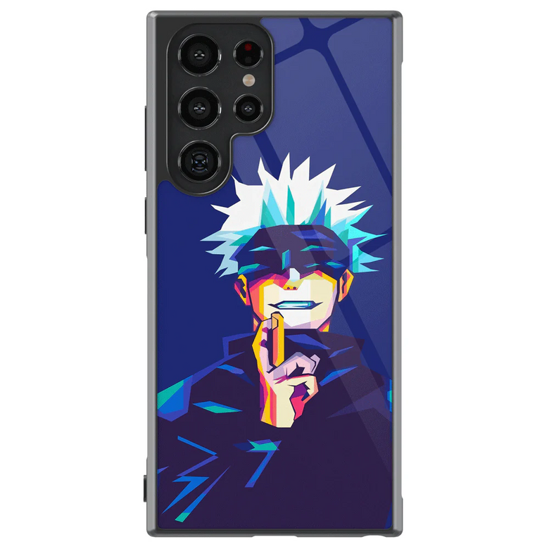 Jujutsu Kaisen Satoru Gojo Pop Art Blue Tempered Glass Tough Samsung Phone Case