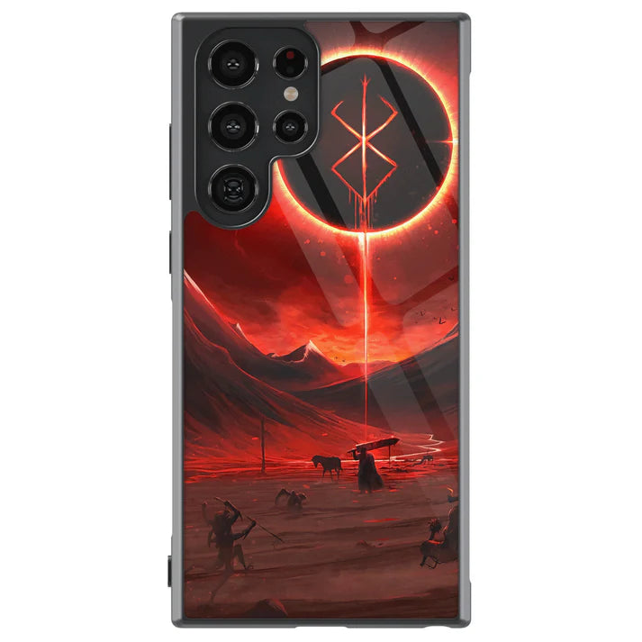 Berserk Demon Mark Tempered Glass Tough Soft Silicone Samsung Case