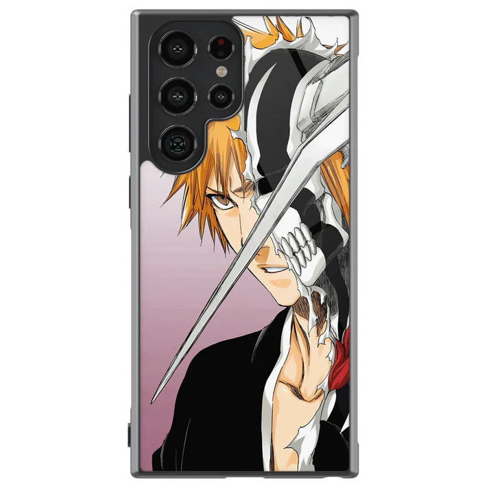 Bleach Hollowfied Ichigo Red White Tempered Glass Tough Samsung Phone Case