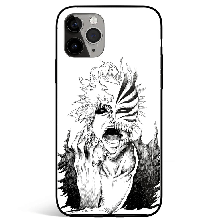 Bleach Hollowfied Ichigo Sketch Tempered Glass Soft Silicone iPhone Case