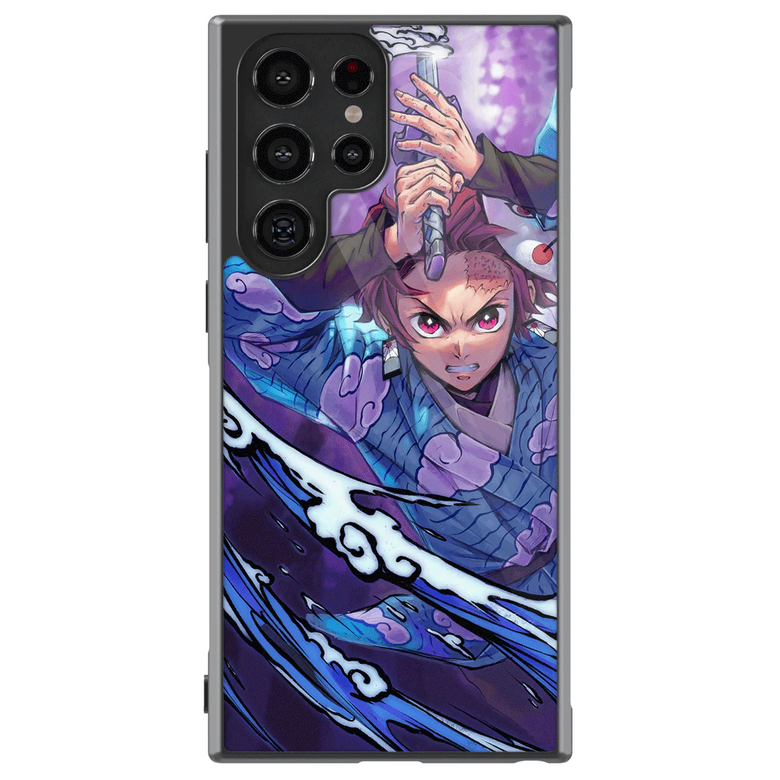 Demon Slayer Tanjiro Sword Tempered Glass Tough Samsung Case