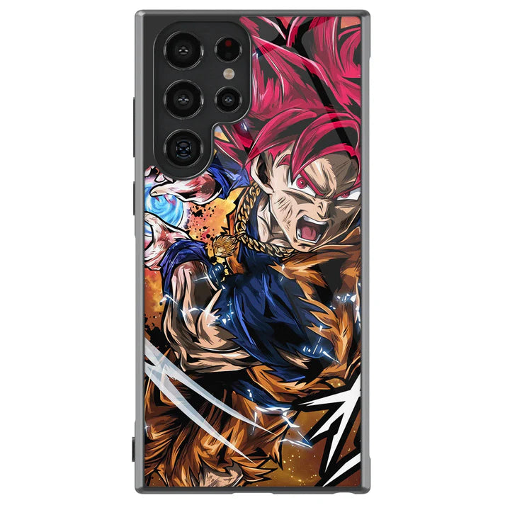 Dragon Ball Red Hair Goku Tempered Glass Tough Samsung Case