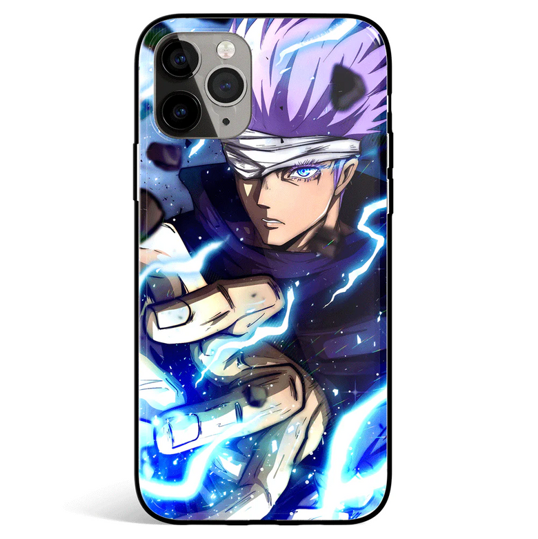 Jujutsu Kaisen Gojo Fanart Tempered Glass Soft Silicone iPhone Case