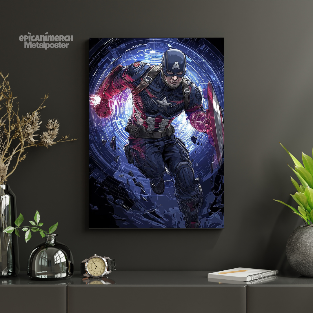 Iconic Captain America Shield Design Metal Poster