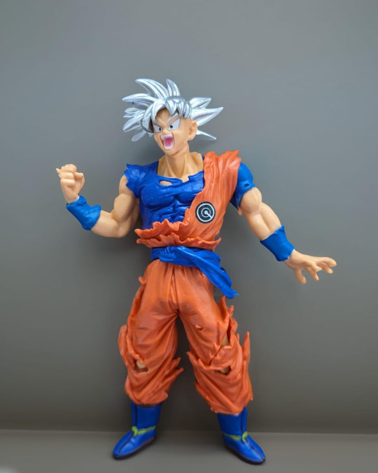DBZ Goku Premium Action Figure with Silver Hair , Self Standing Anime