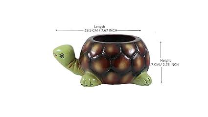 Tortoise big HP Planter for Indoor Plants,Planters,Flower,Outdoor,Balcony,Home,Garden,Office Decor,Succulent Pot(Hand Painted Green Neck)(L:19.5 cm,W:13.5 cm,H:7 cm)