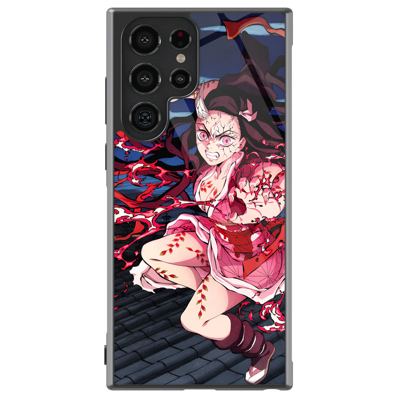 Demon Slayer Nezuko Demon Form Tempered Glass Tough Samsung Phone Case