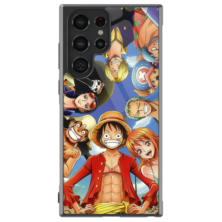 One Piece Looking at you Tempered Glass Tough Soft Silicone Samsung Case