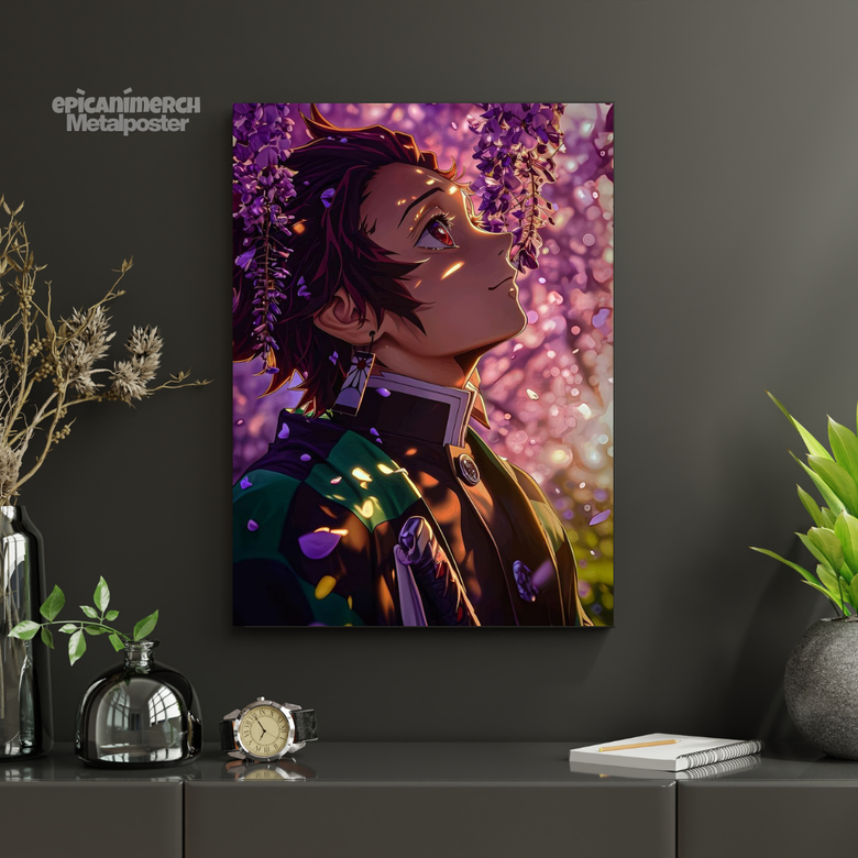 Demon Slayer โ Tanjiro โWisteria Blossomโ Premium Metal Poster