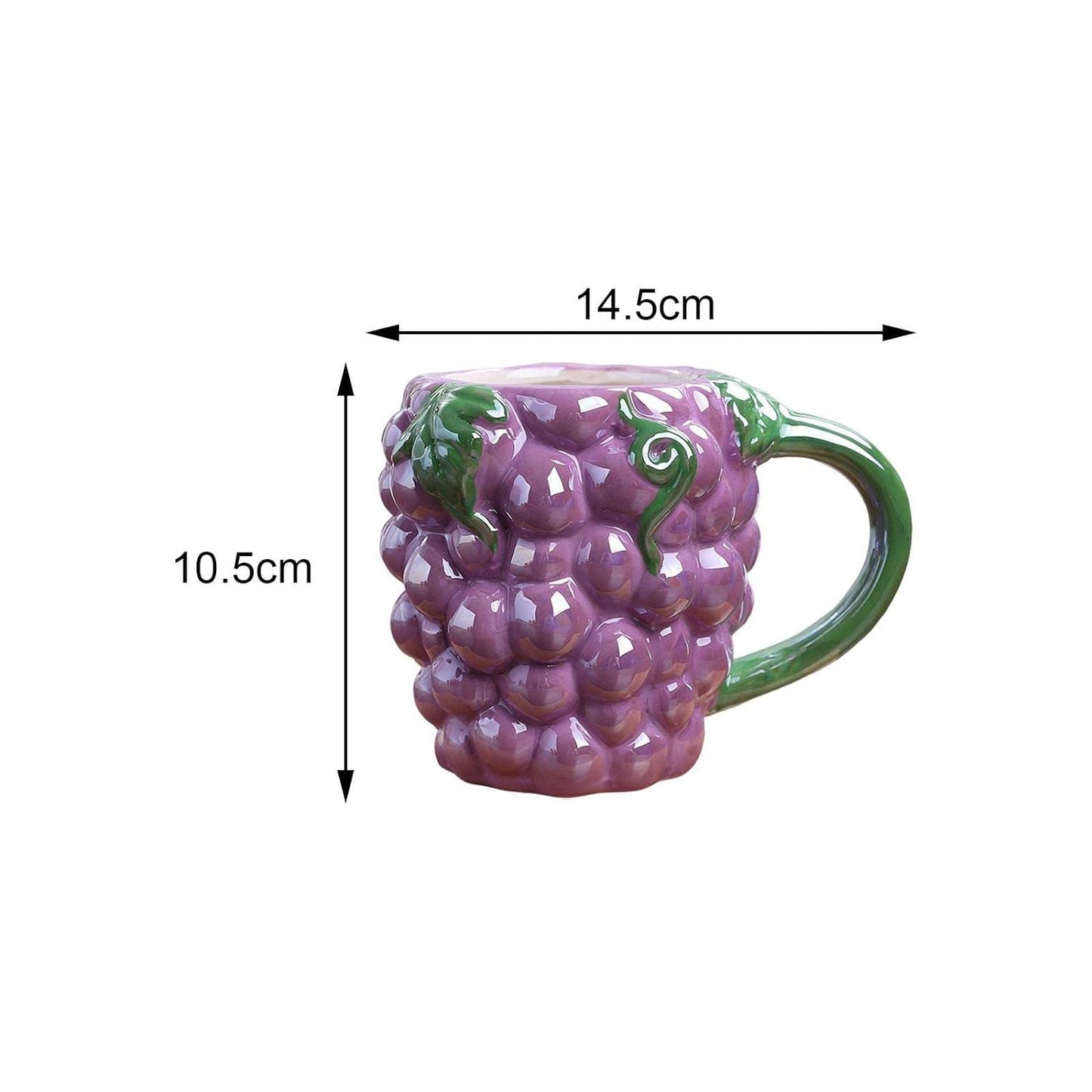 Grapes Ceramic Fruit Shape Glazed Ceramic Coffee Mug (450 ml)
